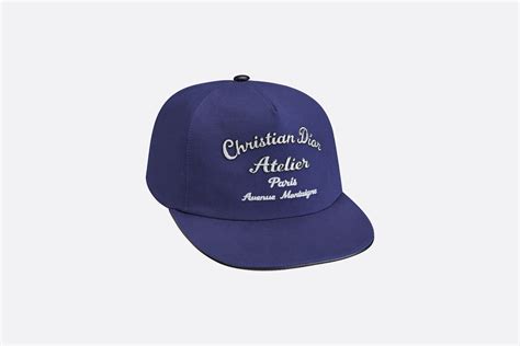 Christian Dior Atelier Baseball Cap Navy Blue Cotton Canvas